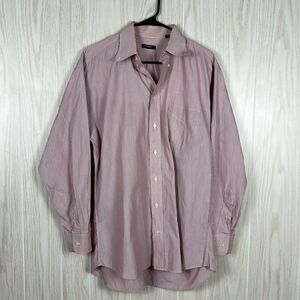 Burberry London Red Striped Long Sleeve Collared Button Down Dress Shirt, 16/33